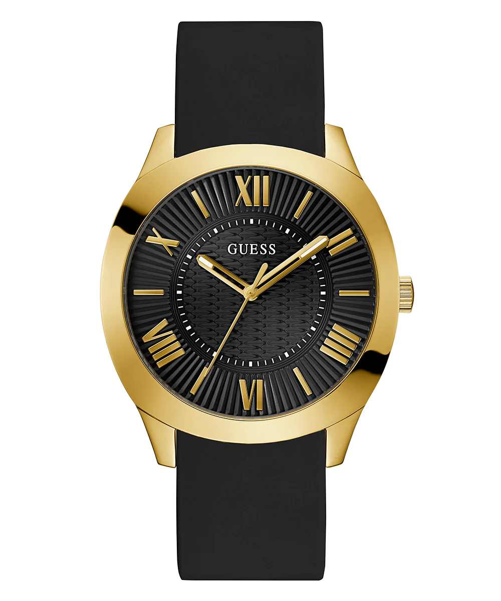GUESS Mens Black Gold Tone Analog Watch - Image 5