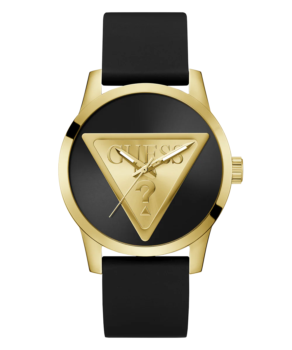 GUESS Mens Black Gold Tone Analog Watch - Image 6