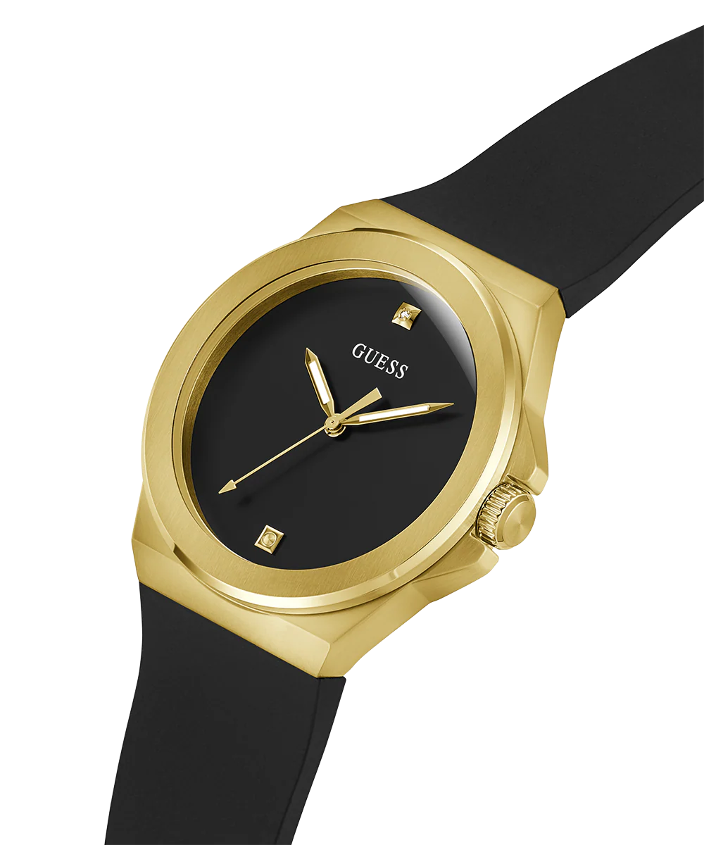 GUESS Mens Black Gold Tone Analog Watch - Image 3