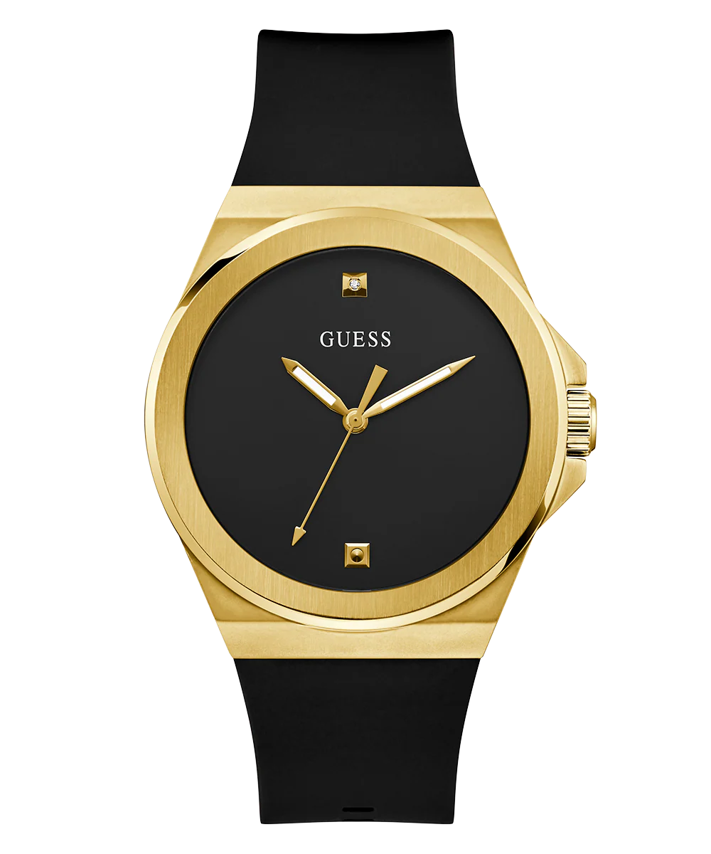 GUESS Mens Black Gold Tone Analog Watch - Image 6