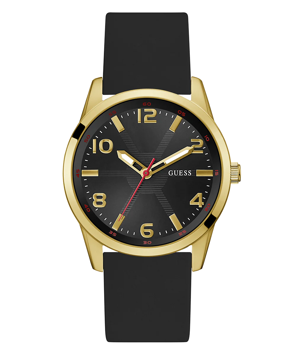 GUESS Mens Black Gold Tone Analog Watch - Image 4