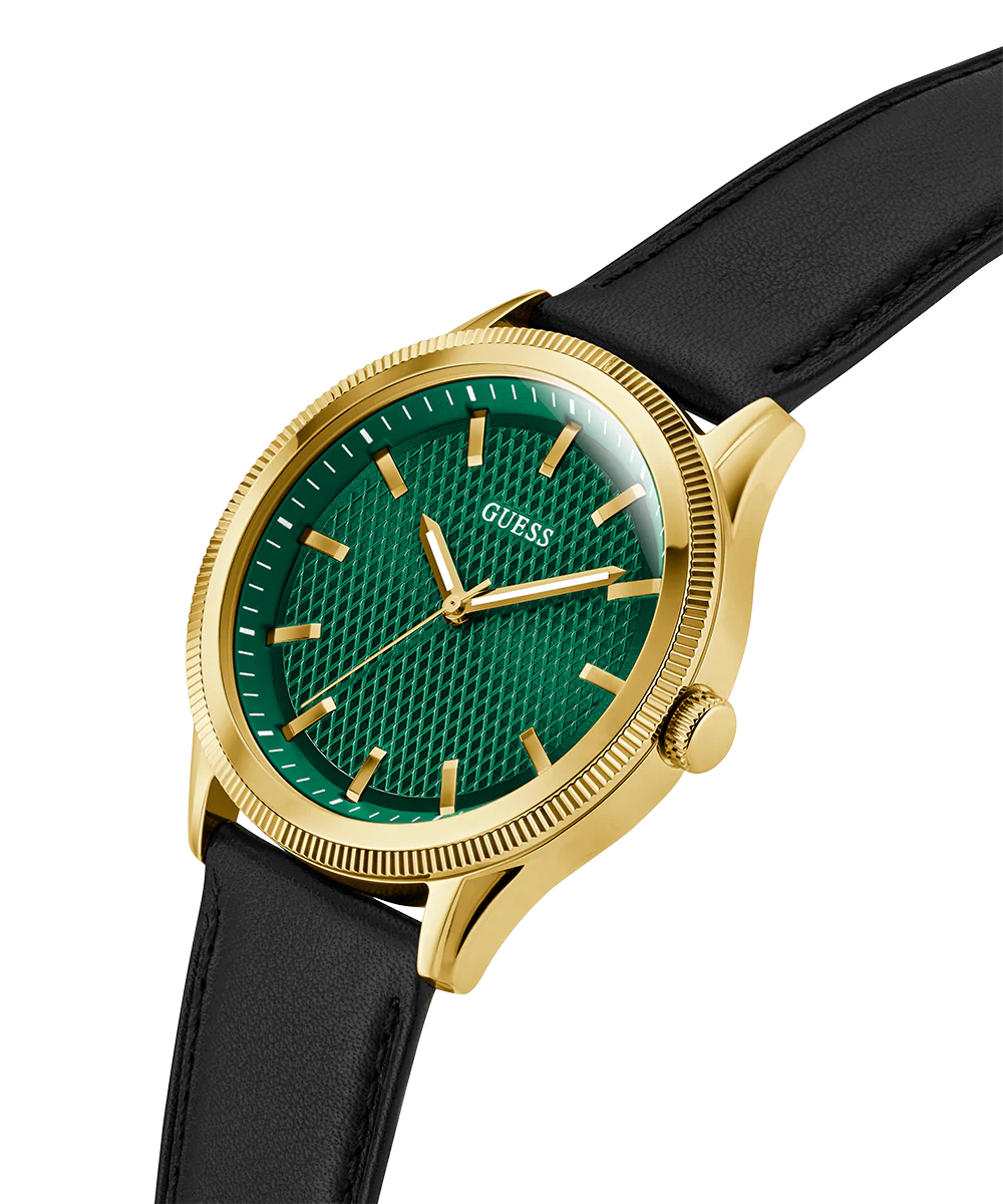 GUESS Mens Black Gold Tone Analog Watch - Image 3