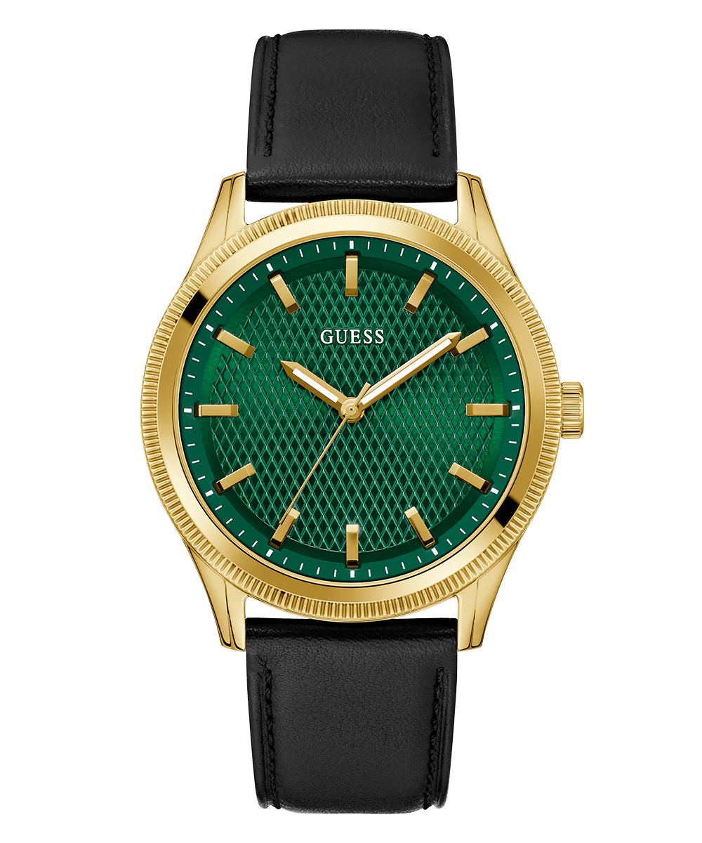 GUESS Mens Black Gold Tone Analog Watch - Image 5