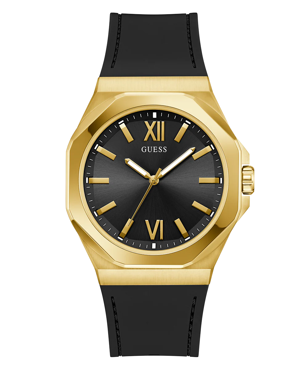 GUESS Mens Black Gold Tone Analog Watch - Image 4
