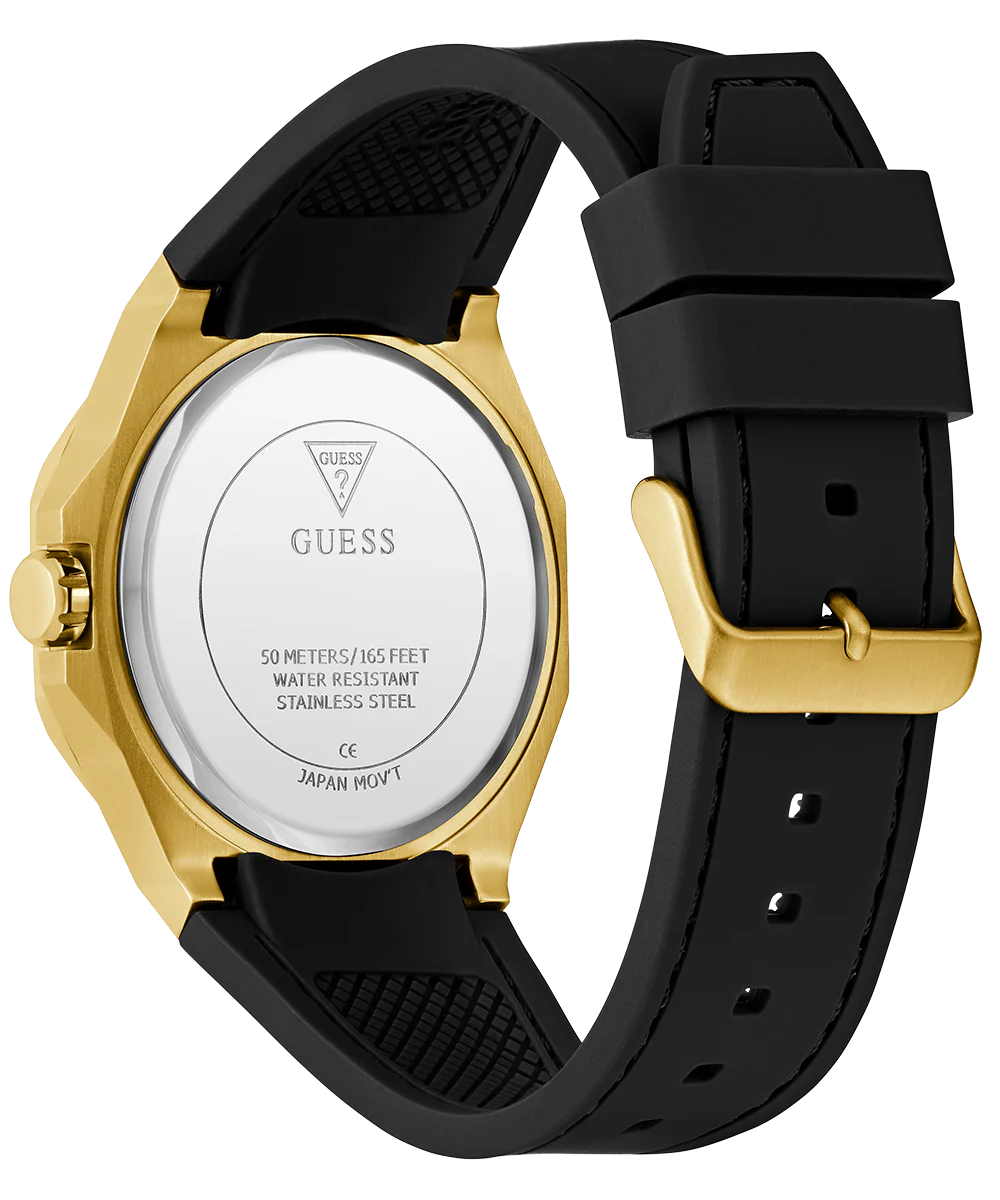 GUESS Mens Black Gold Tone Analog Watch - Image 7