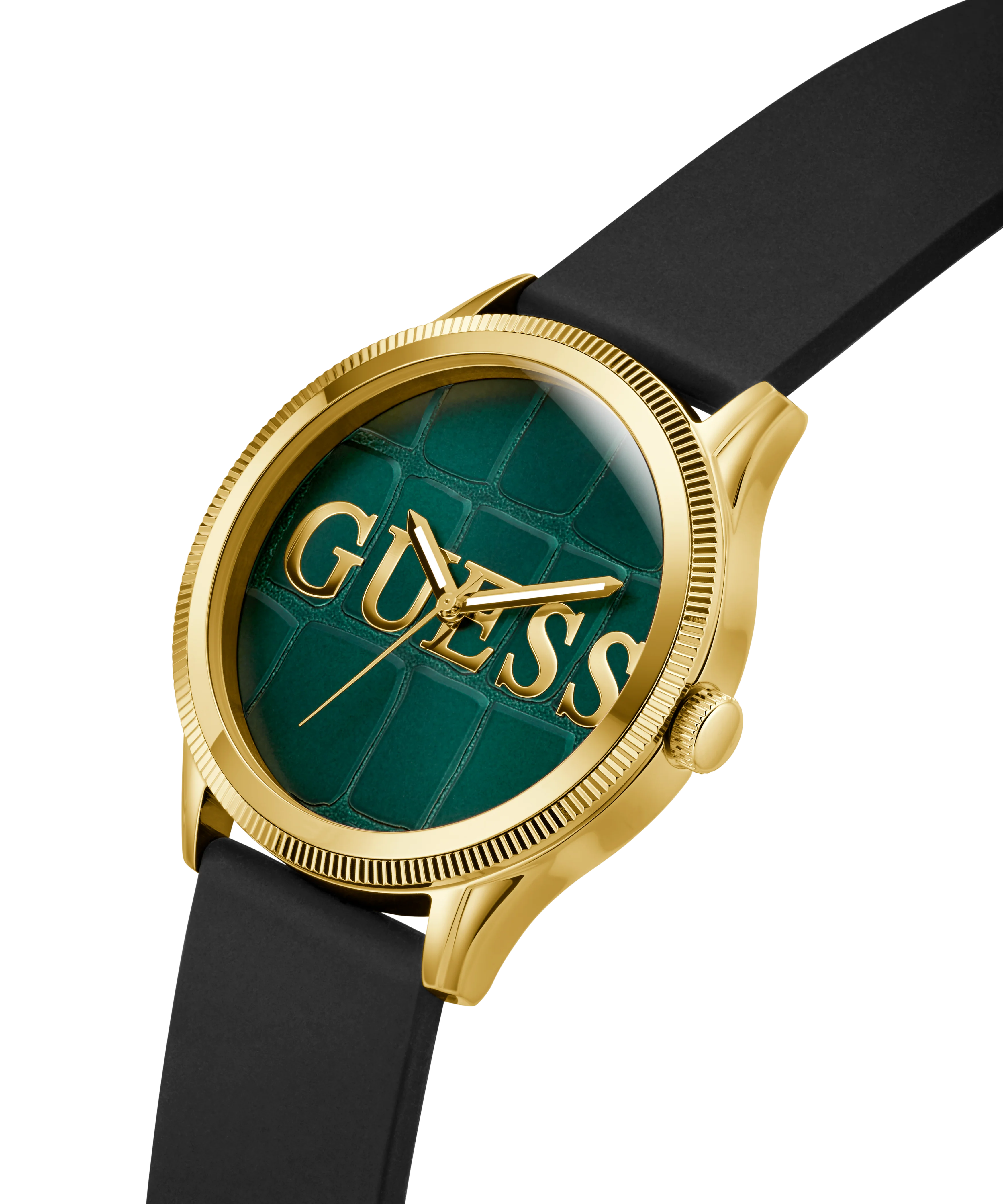 GUESS Mens Black Gold Tone Analog Watch - Image 2
