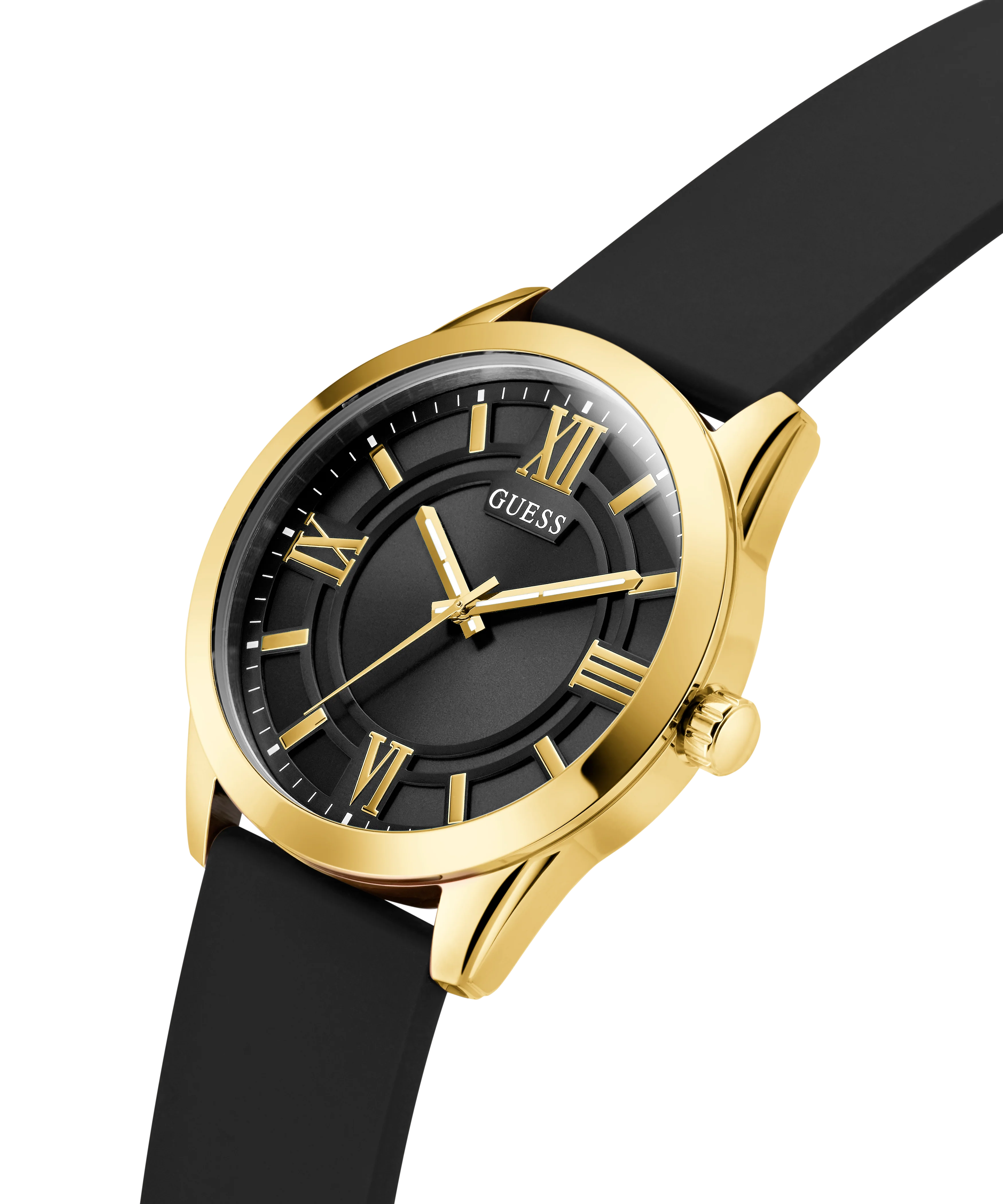 GUESS Mens Black Gold Tone Analog Watch - Image 2