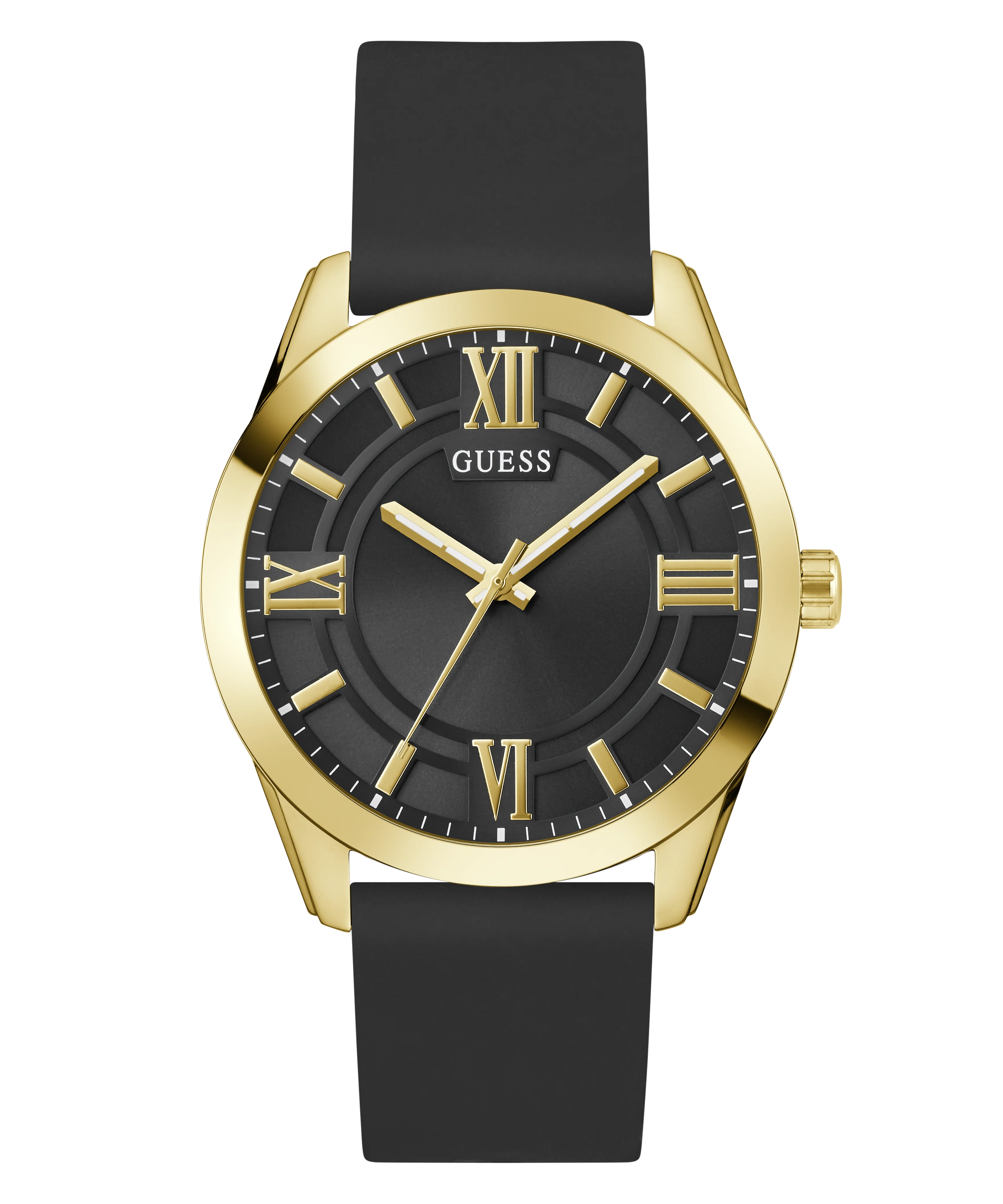 GUESS Mens Black Gold Tone Analog Watch - Image 4