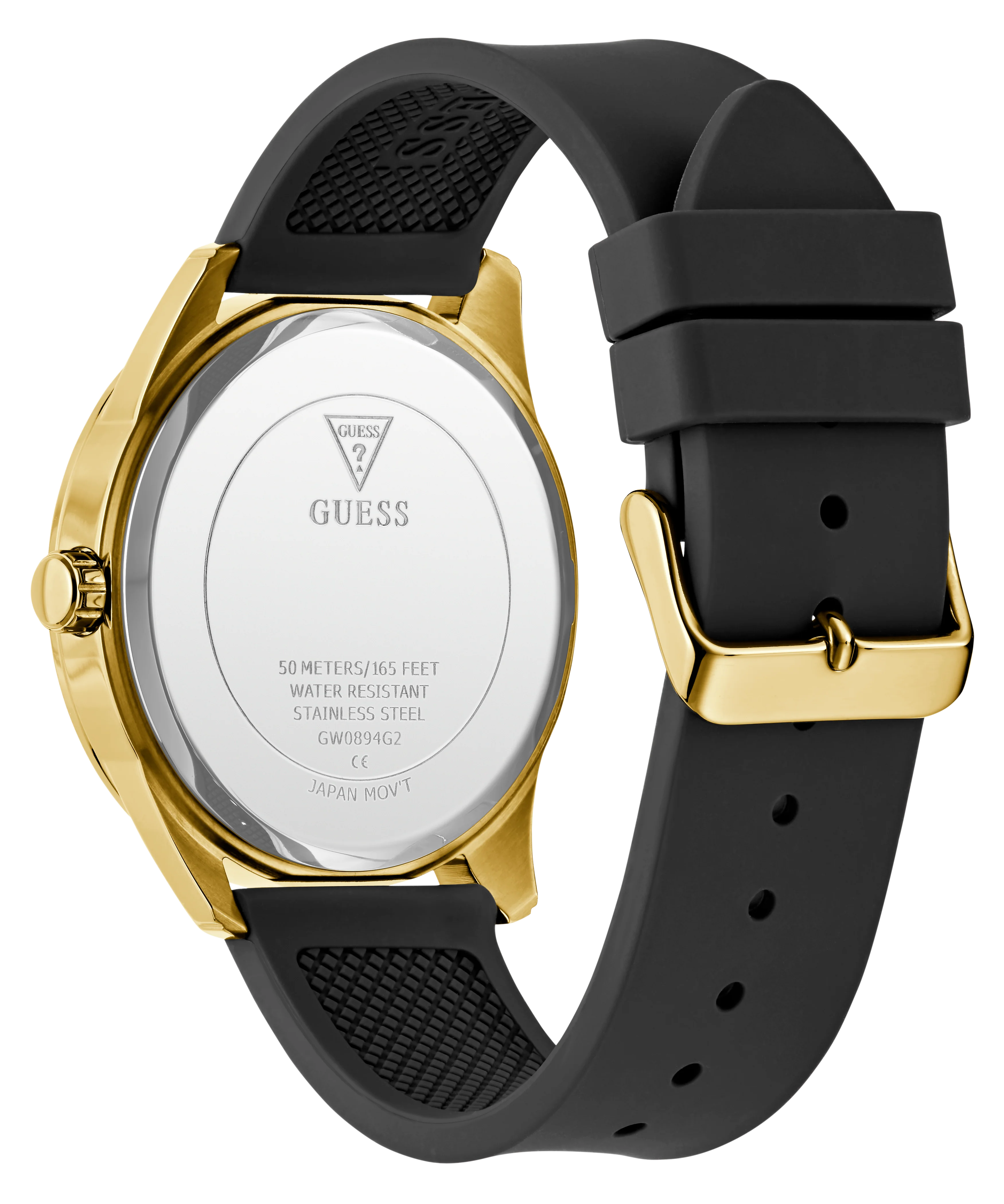 GUESS Mens Black Gold Tone Analog Watch - Image 7
