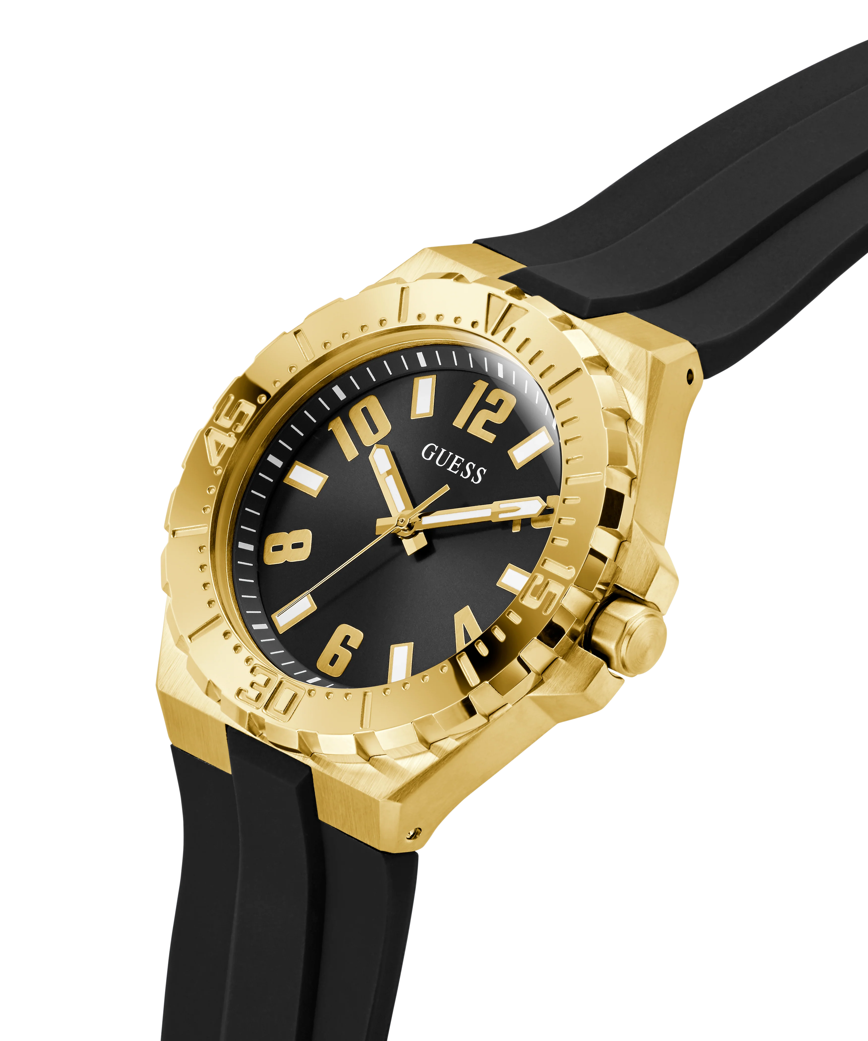 GUESS Mens Black Gold Tone Analog Watch - Image 2