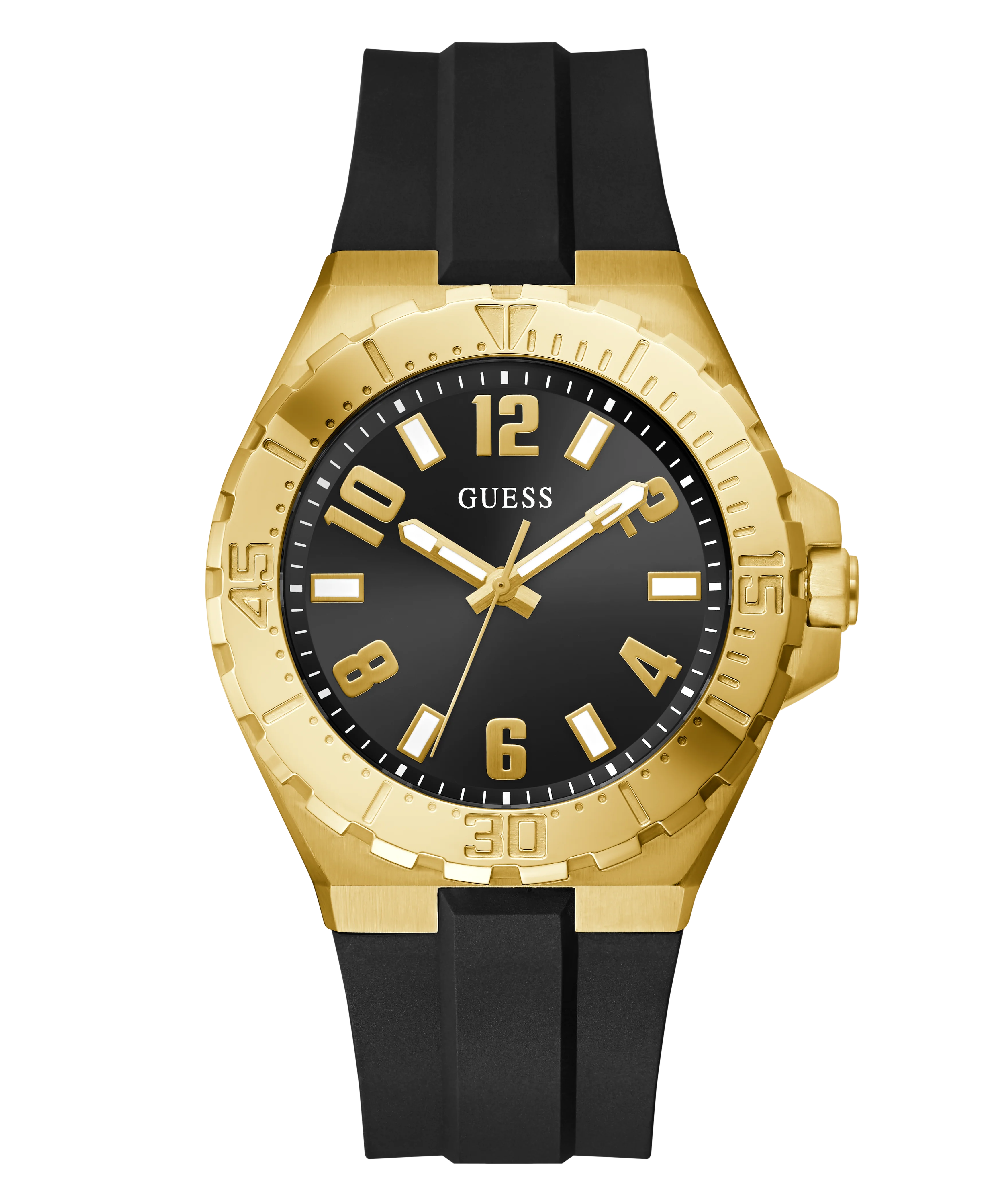 GUESS Mens Black Gold Tone Analog Watch - Image 4