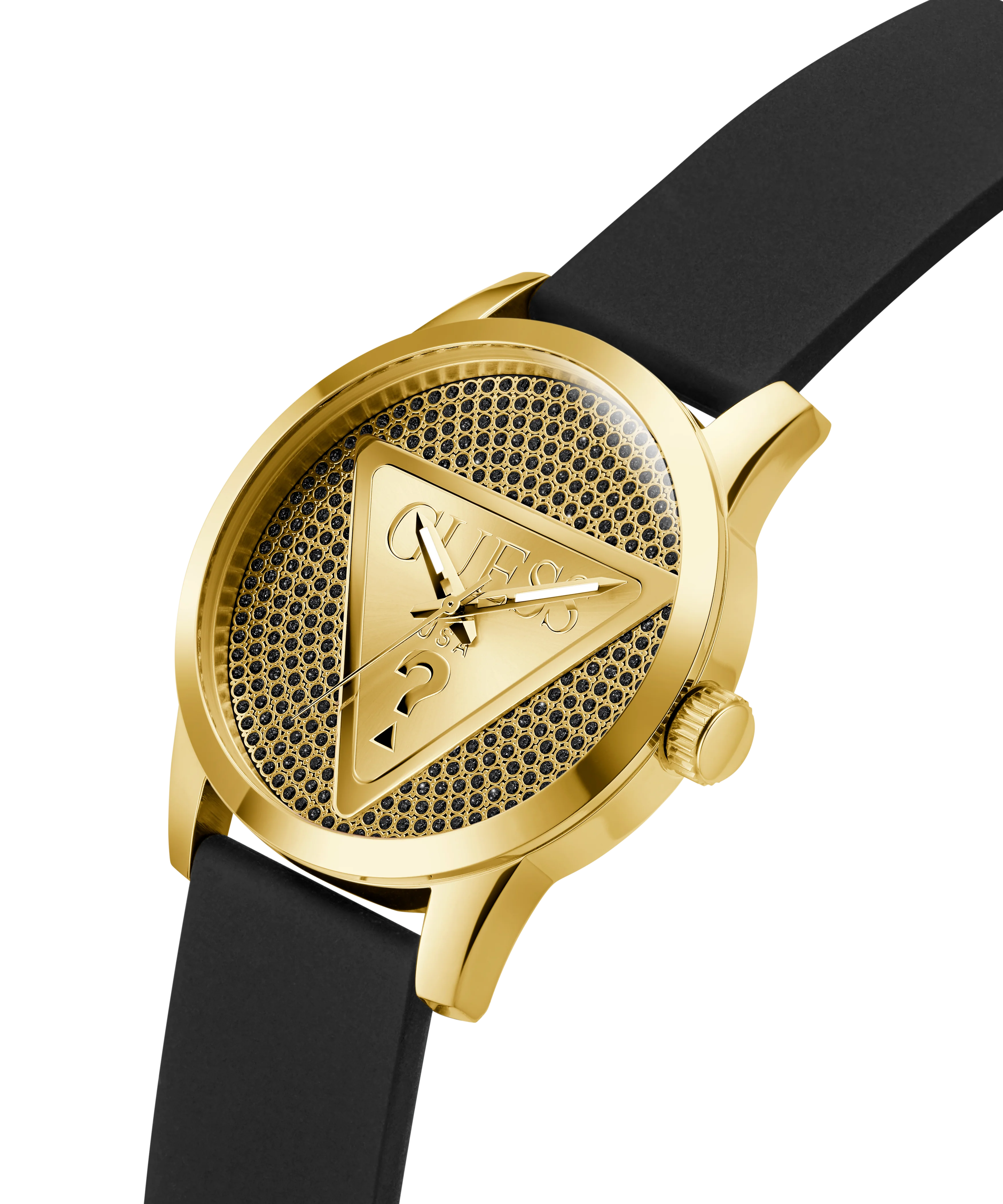 GUESS Mens Black Gold Tone Analog Watch - Image 2