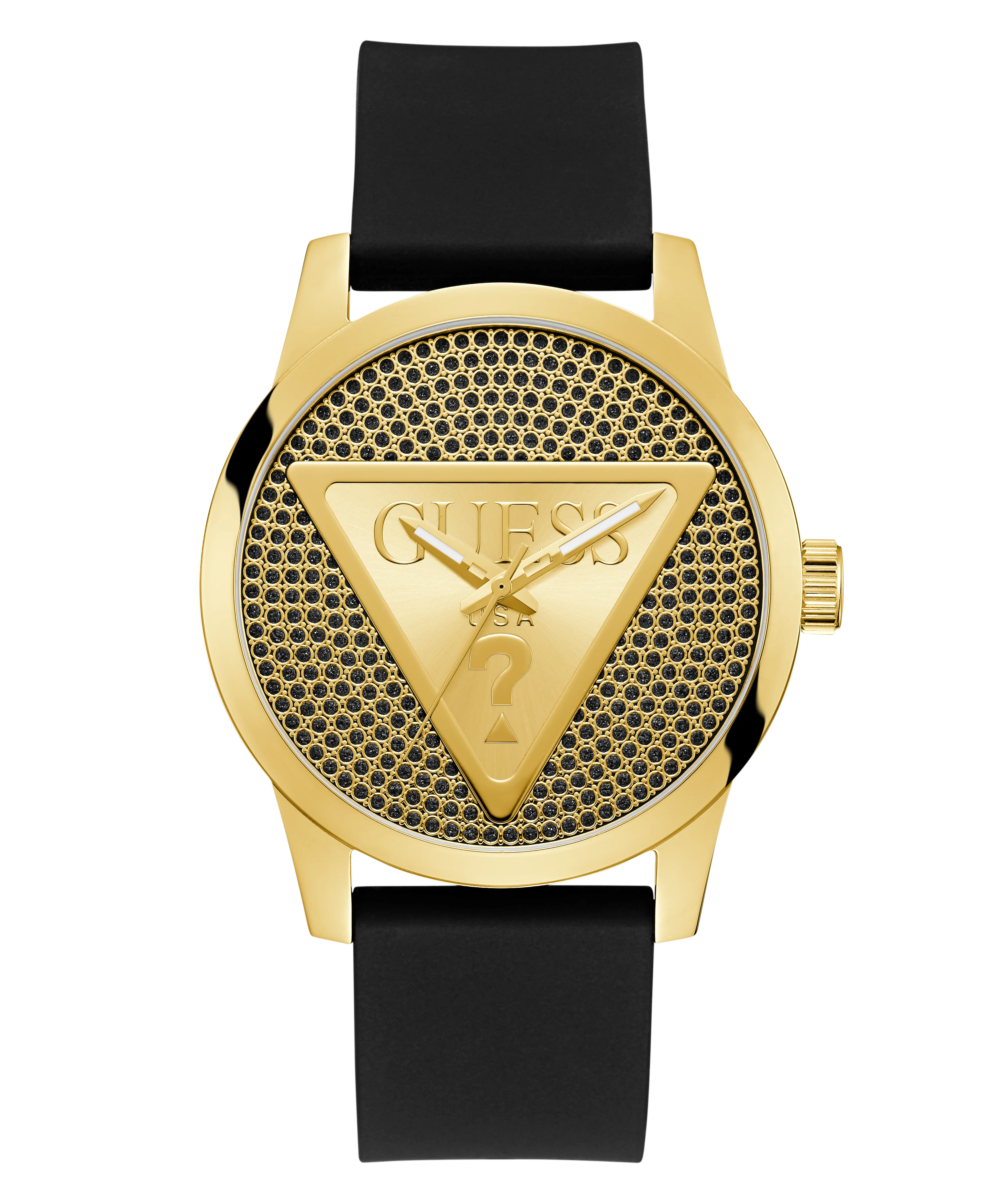 GUESS Mens Black Gold Tone Analog Watch - Image 4