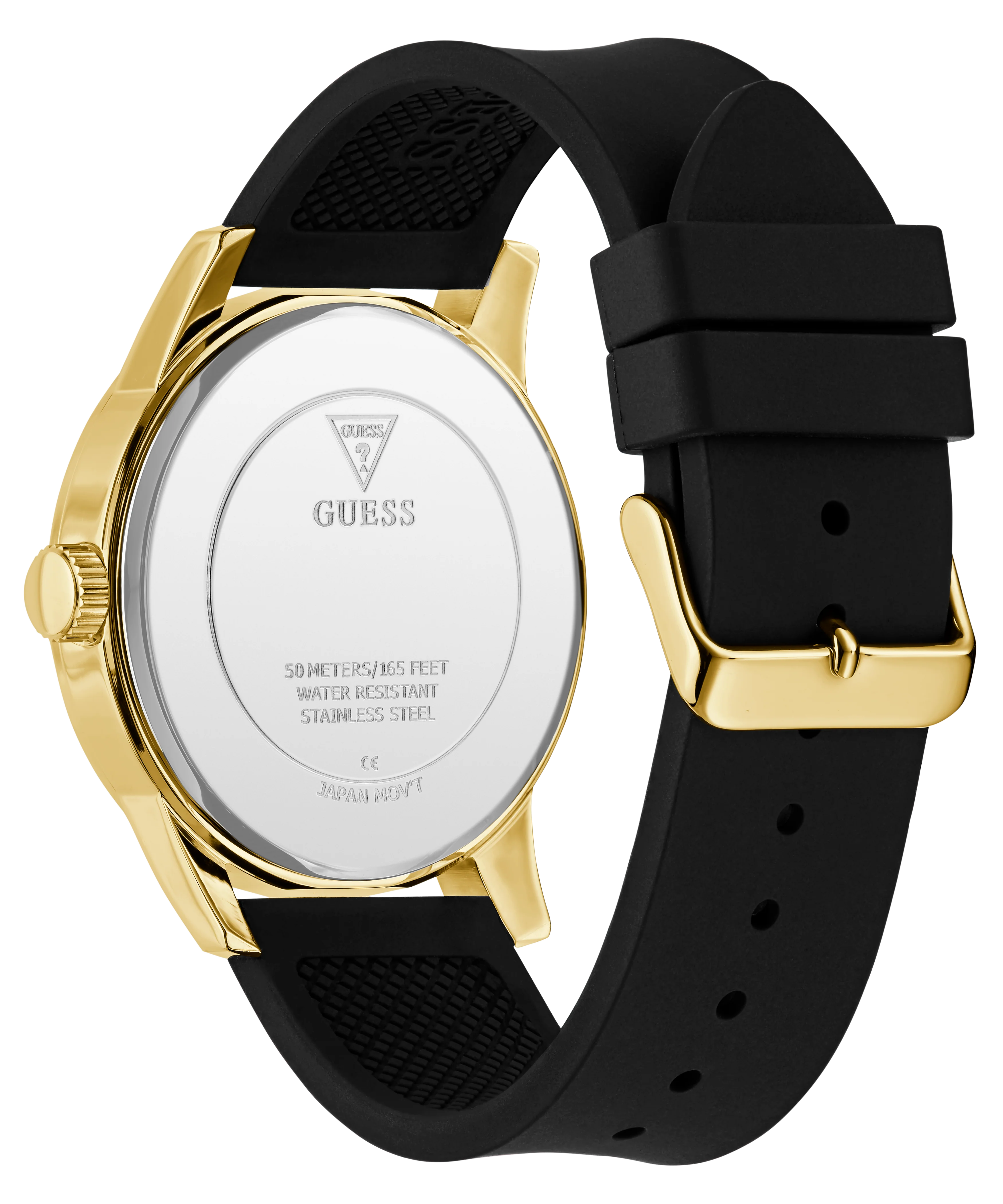 GUESS Mens Black Gold Tone Analog Watch - Image 7