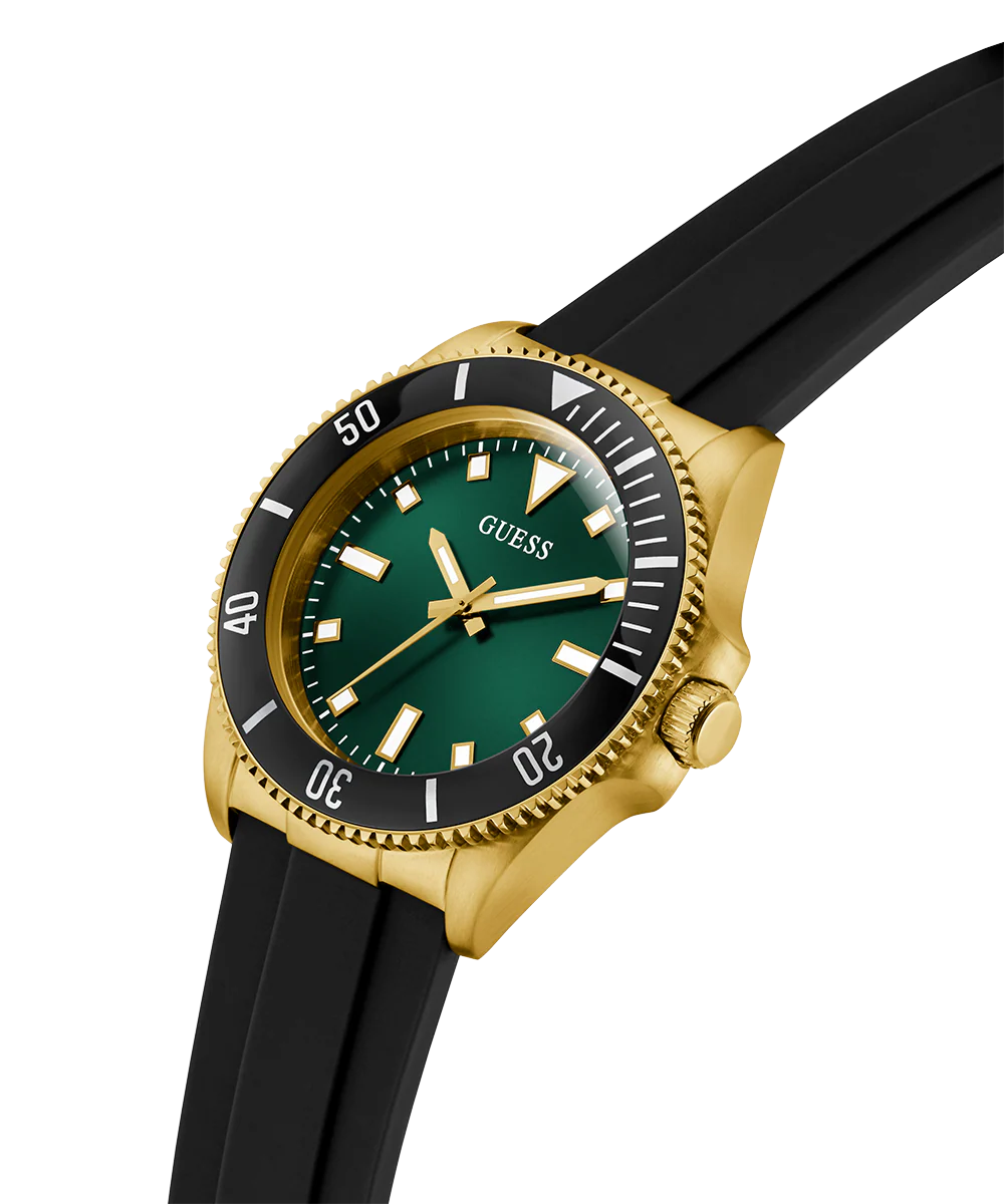 GUESS Mens Black Gold Tone Analog Watch - Image 2