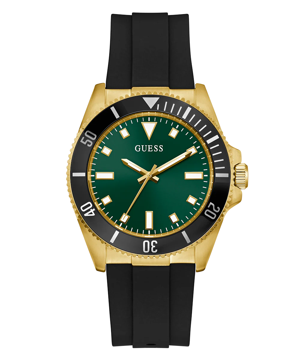 GUESS Mens Black Gold Tone Analog Watch - Image 4