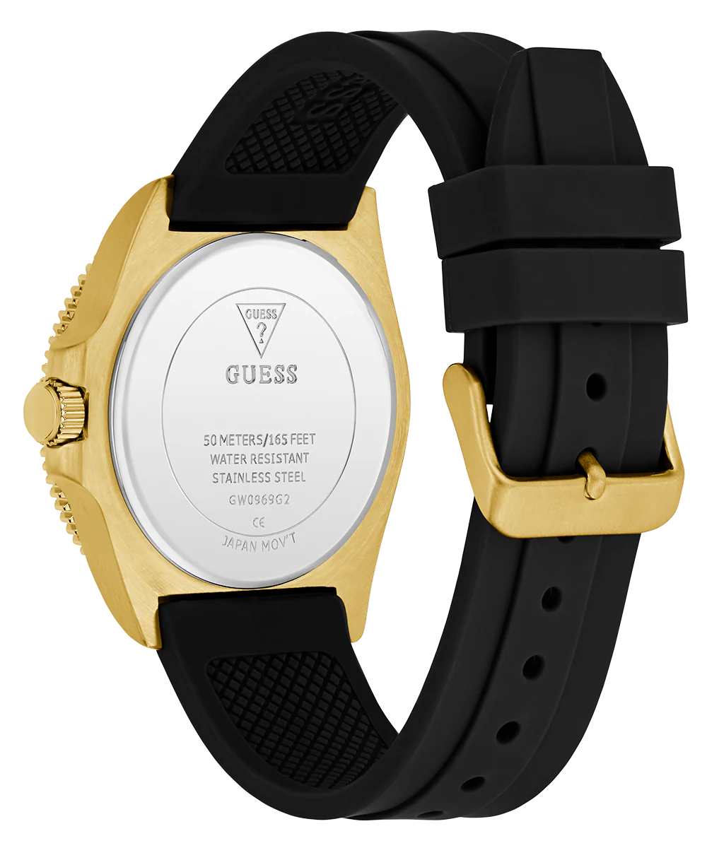 GUESS Mens Black Gold Tone Analog Watch - Image 7