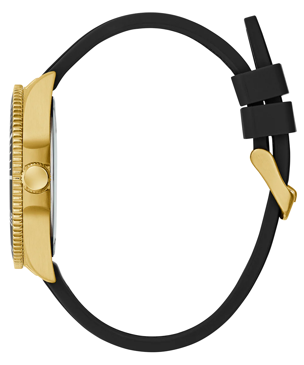 GUESS Mens Black Gold Tone Analog Watch - Image 8