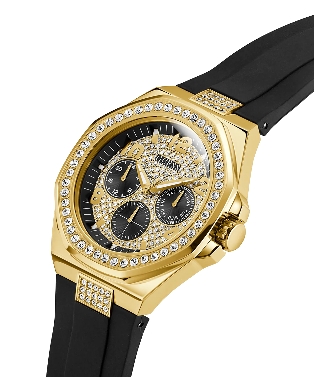 GUESS Mens Black Gold Tone Analog Watch - Image 3
