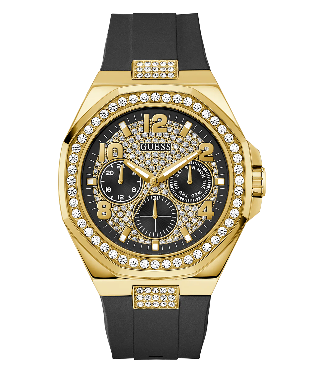 GUESS Mens Black Gold Tone Analog Watch - Image 6