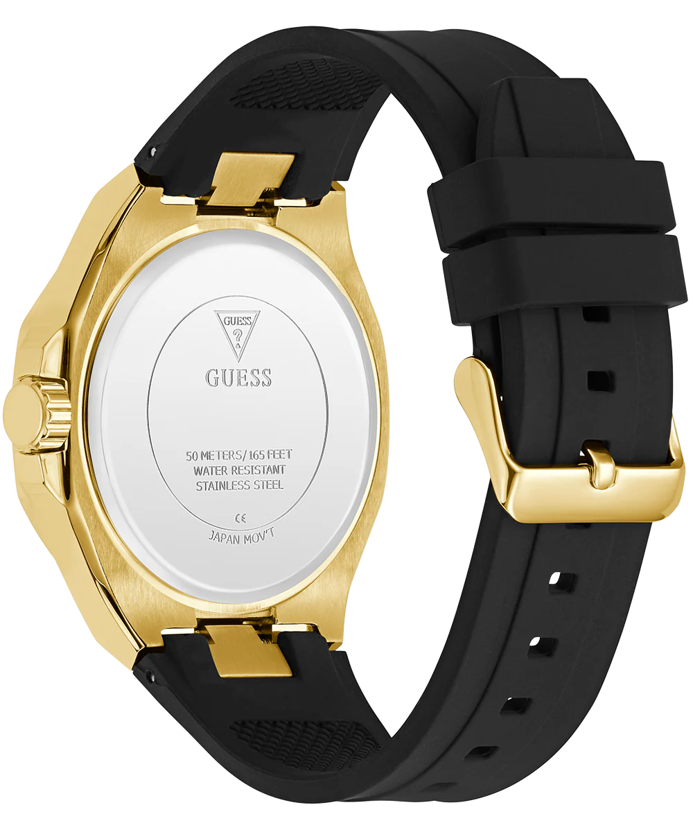 GUESS Mens Black Gold Tone Analog Watch - Image 7
