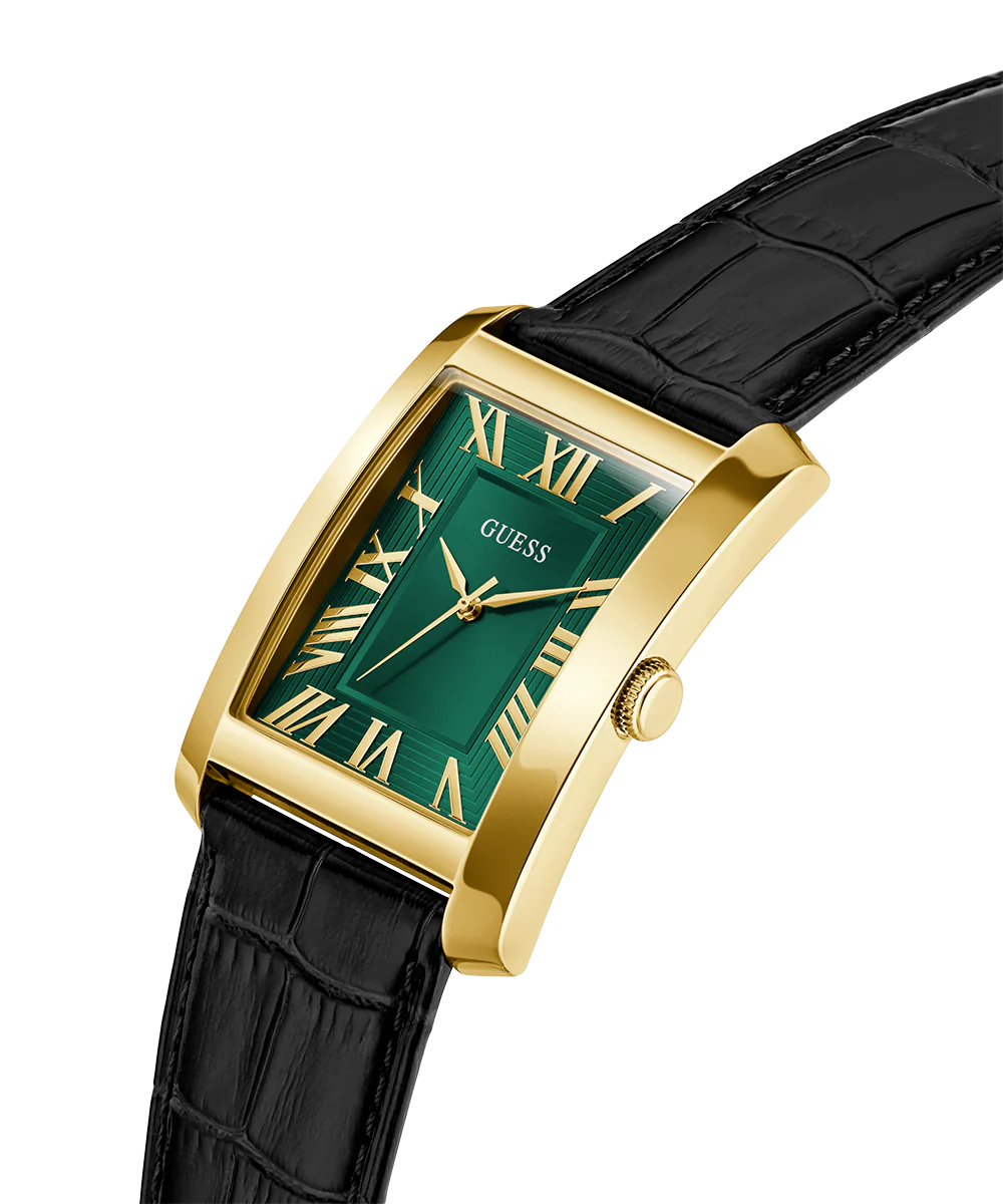 GUESS Mens Black Gold Tone Analog Watch - Image 3