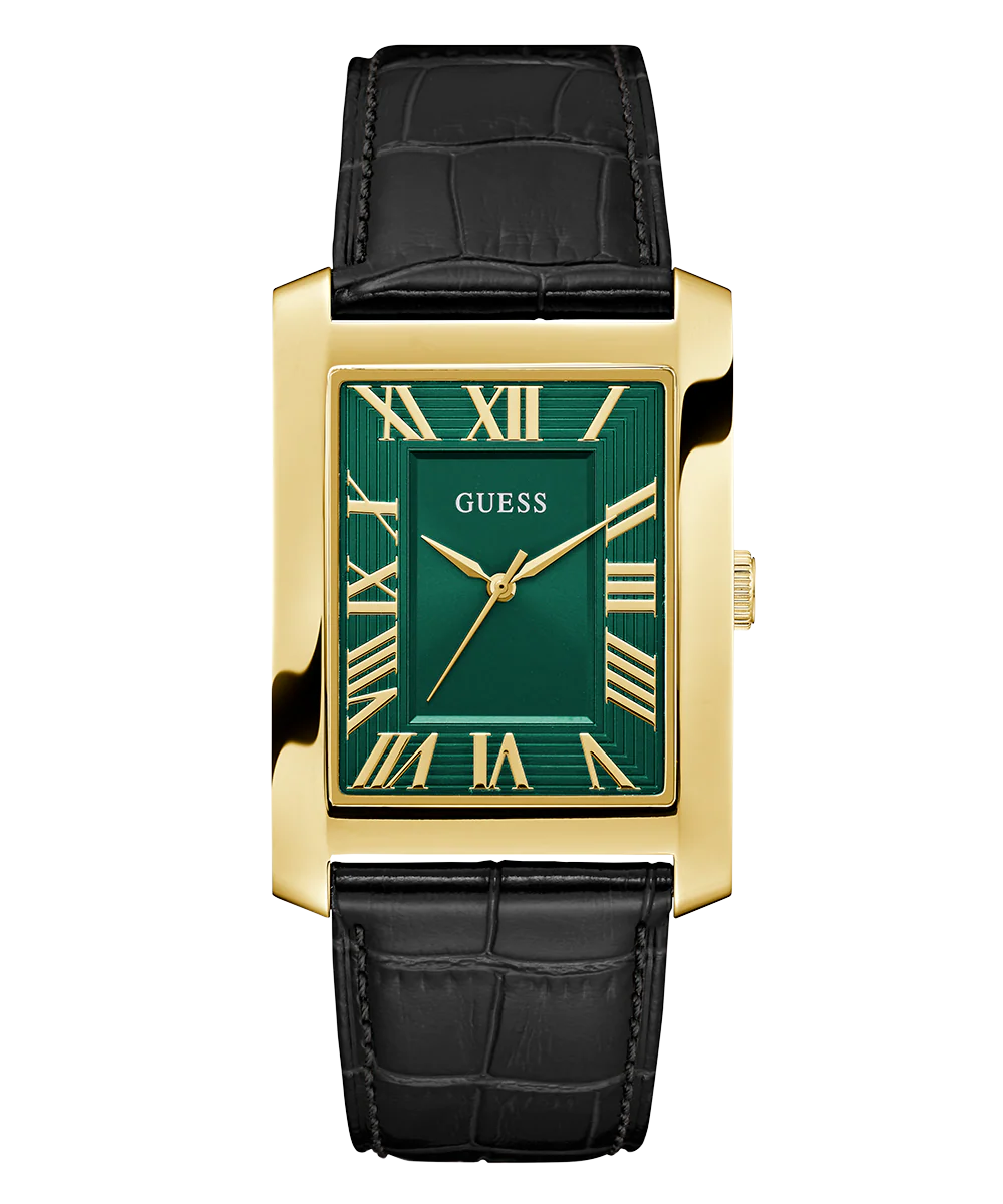 GUESS Mens Black Gold Tone Analog Watch - Image 6