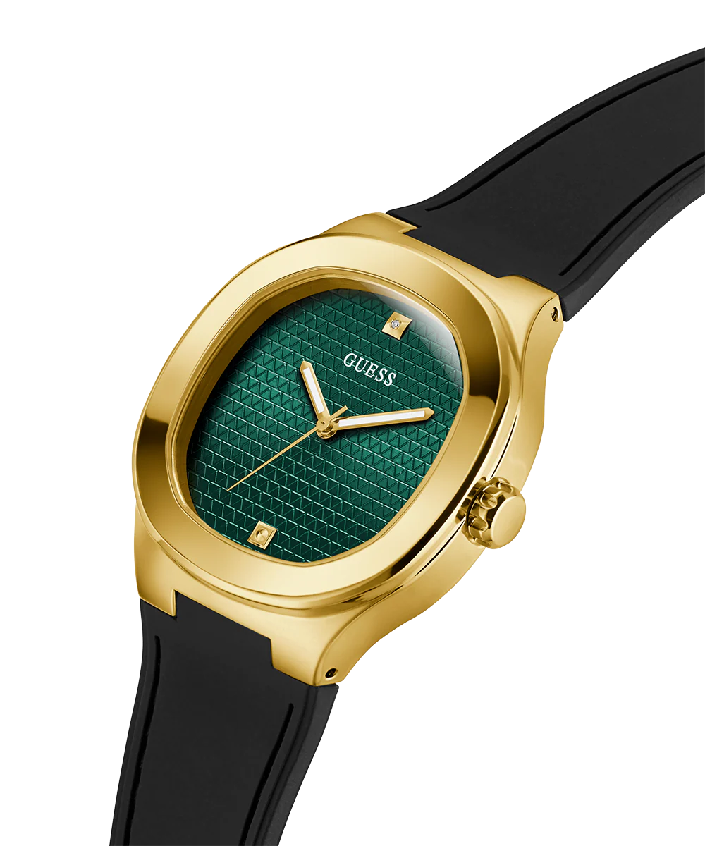 GUESS Mens Black Gold Tone Analog Watch - Image 3