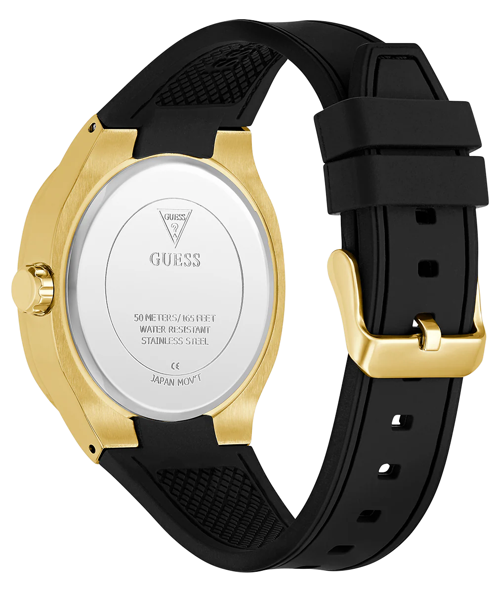 GUESS Mens Black Gold Tone Analog Watch - Image 7