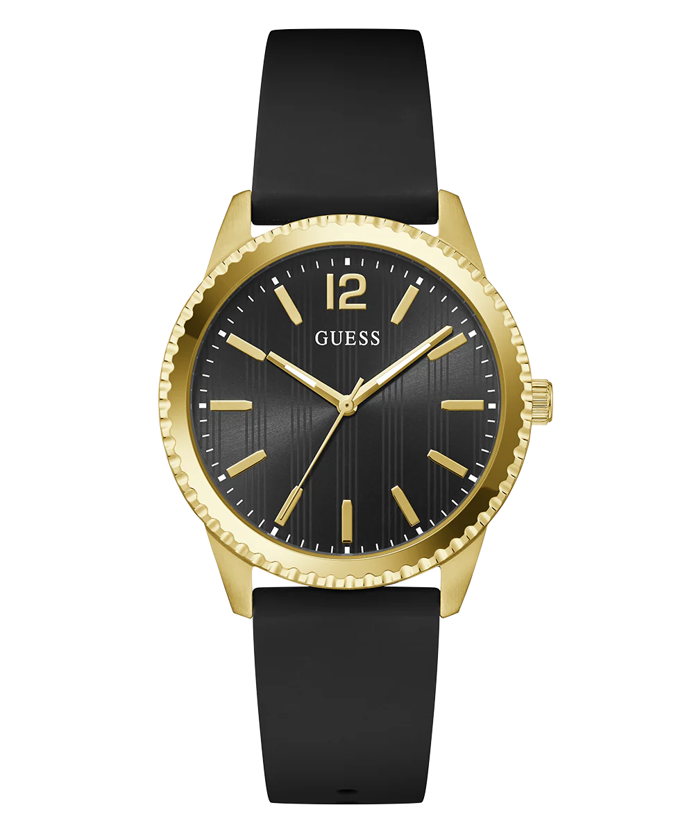 GUESS Mens Black Gold Tone Analog Watch - Image 4