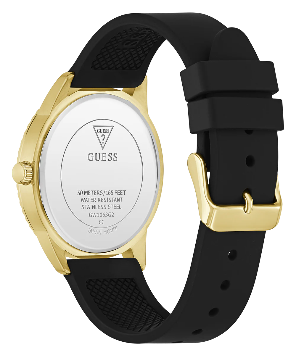 GUESS Mens Black Gold Tone Analog Watch - Image 7