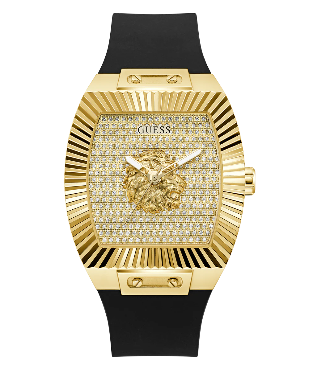 GUESS Mens Black Gold Tone Analog Watch - Image 4