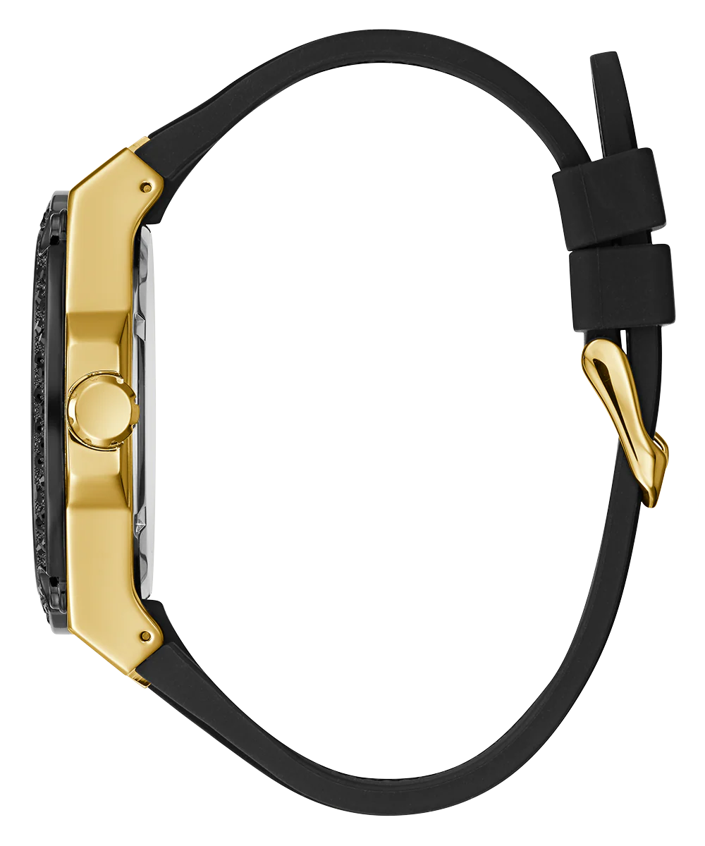 GUESS Mens Black Gold Tone Analog Watch - Image 2