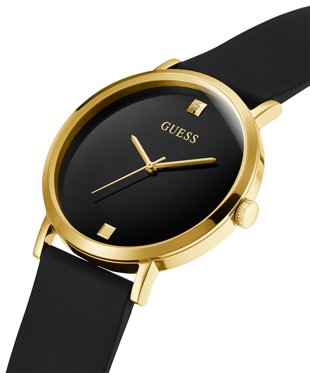 GUESS Mens Black Gold Tone Analog Watch - Image 2