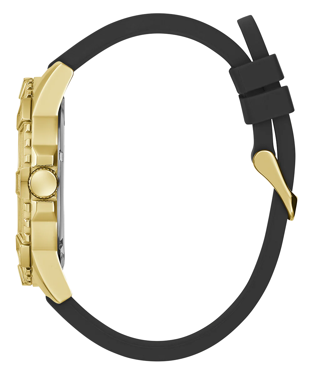GUESS Mens Black Gold Tone Analog Watch - Image 2