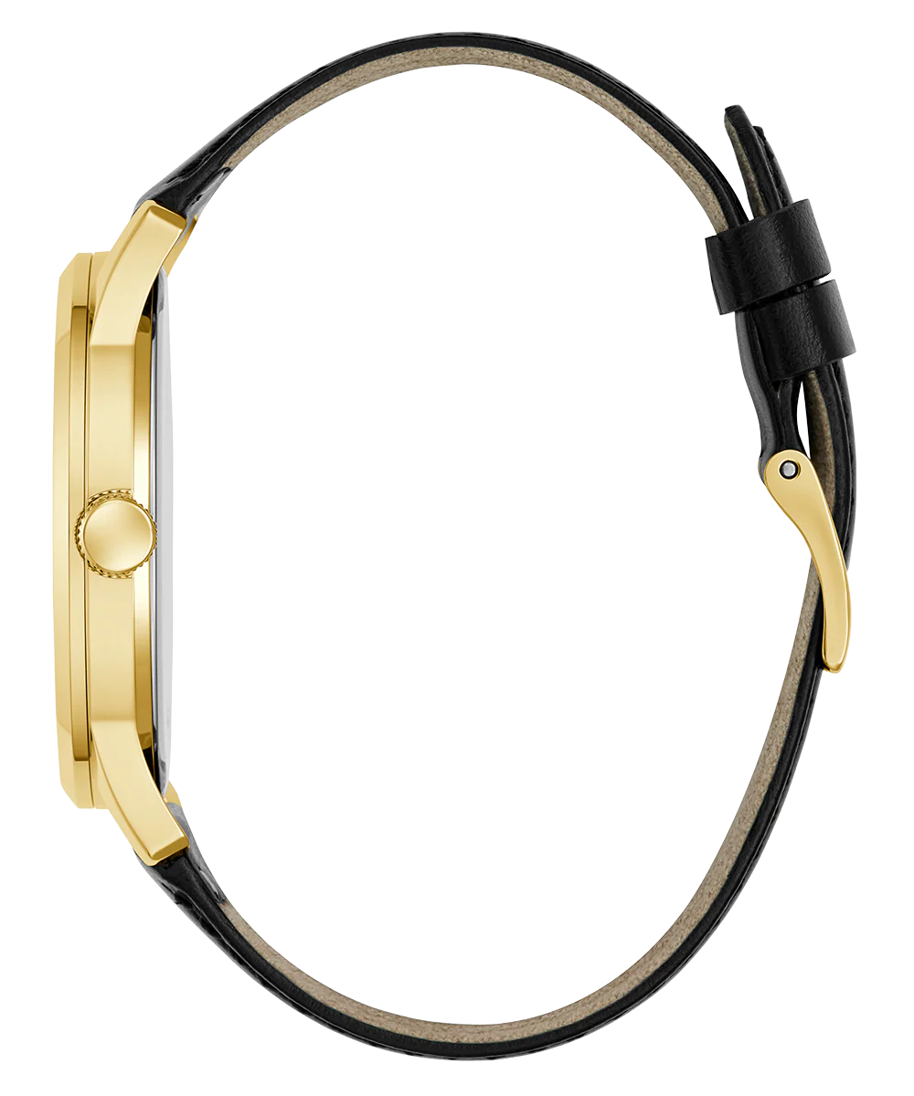 GUESS Mens Black Gold Tone Analog Watch - Image 3
