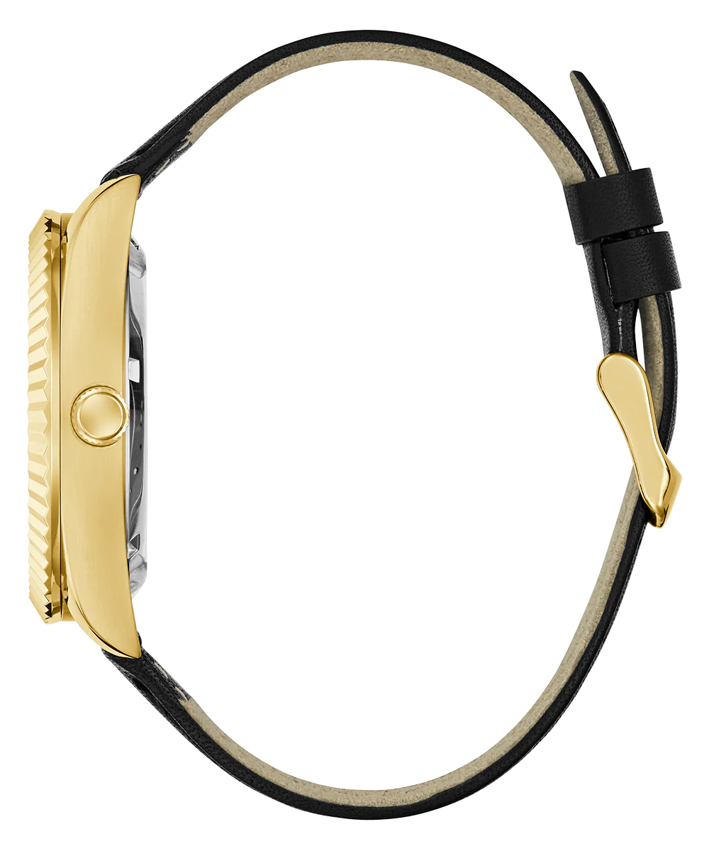 GUESS Mens Black Gold Tone Automatic Watch - Image 8