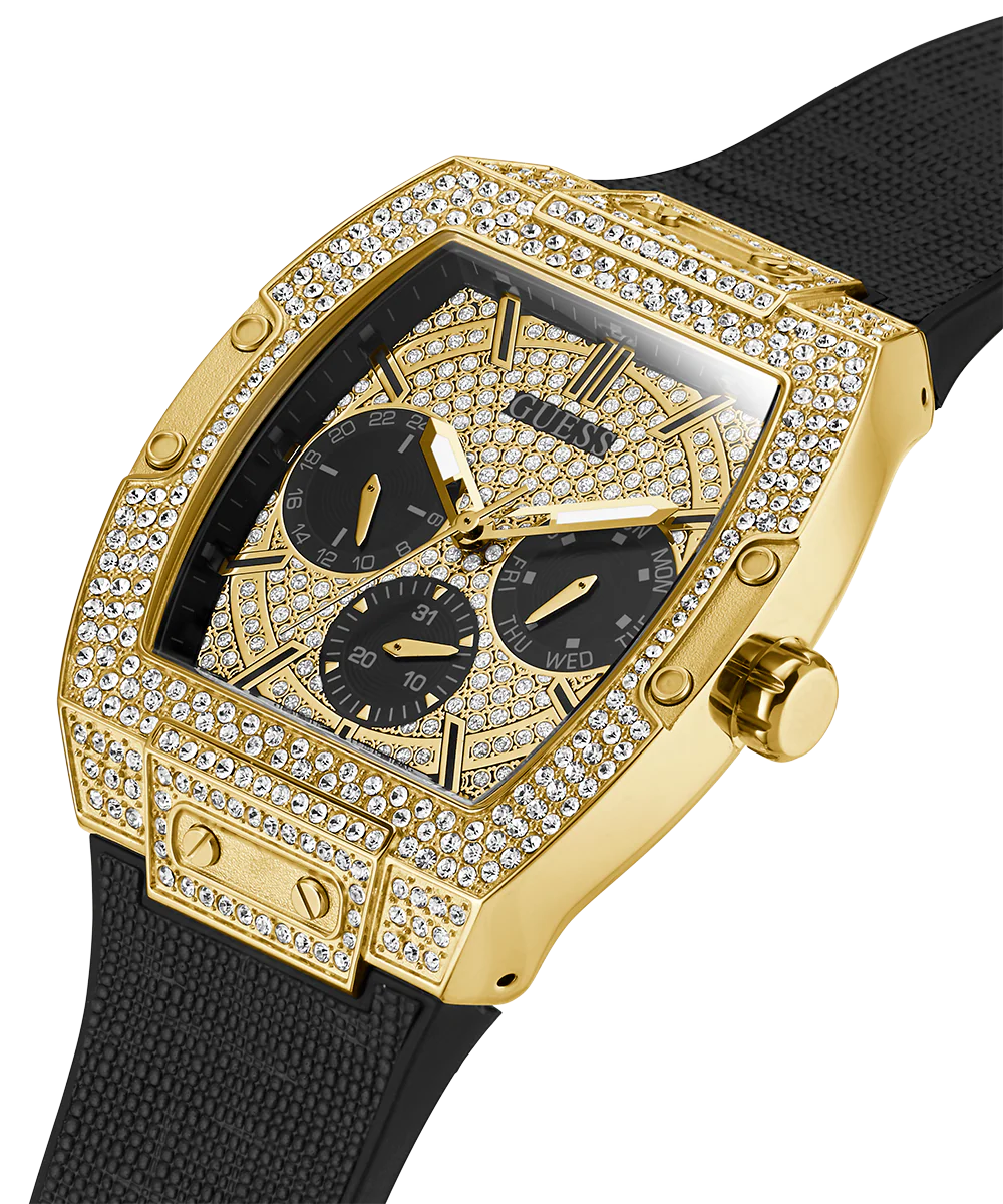 GUESS Mens Black Gold Tone Multi-function Watch - Image 2