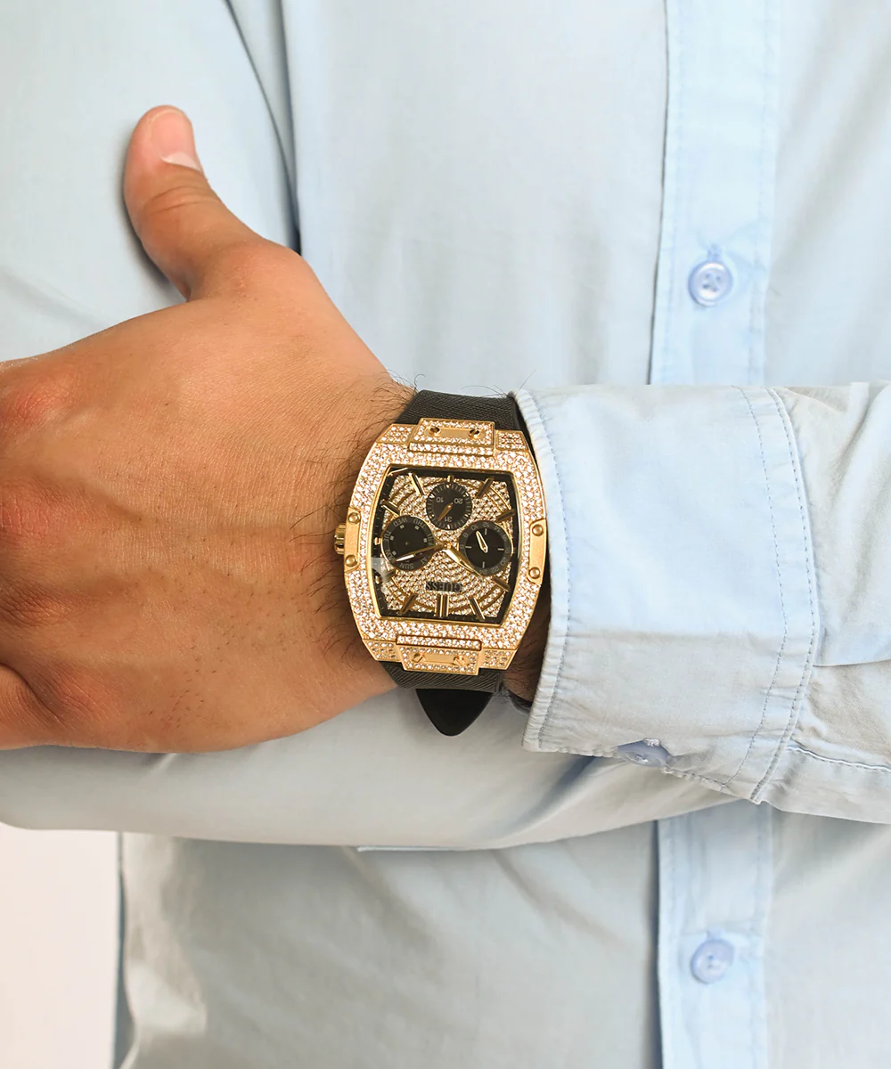 GUESS Mens Black Gold Tone Multi-function Watch - Image 3