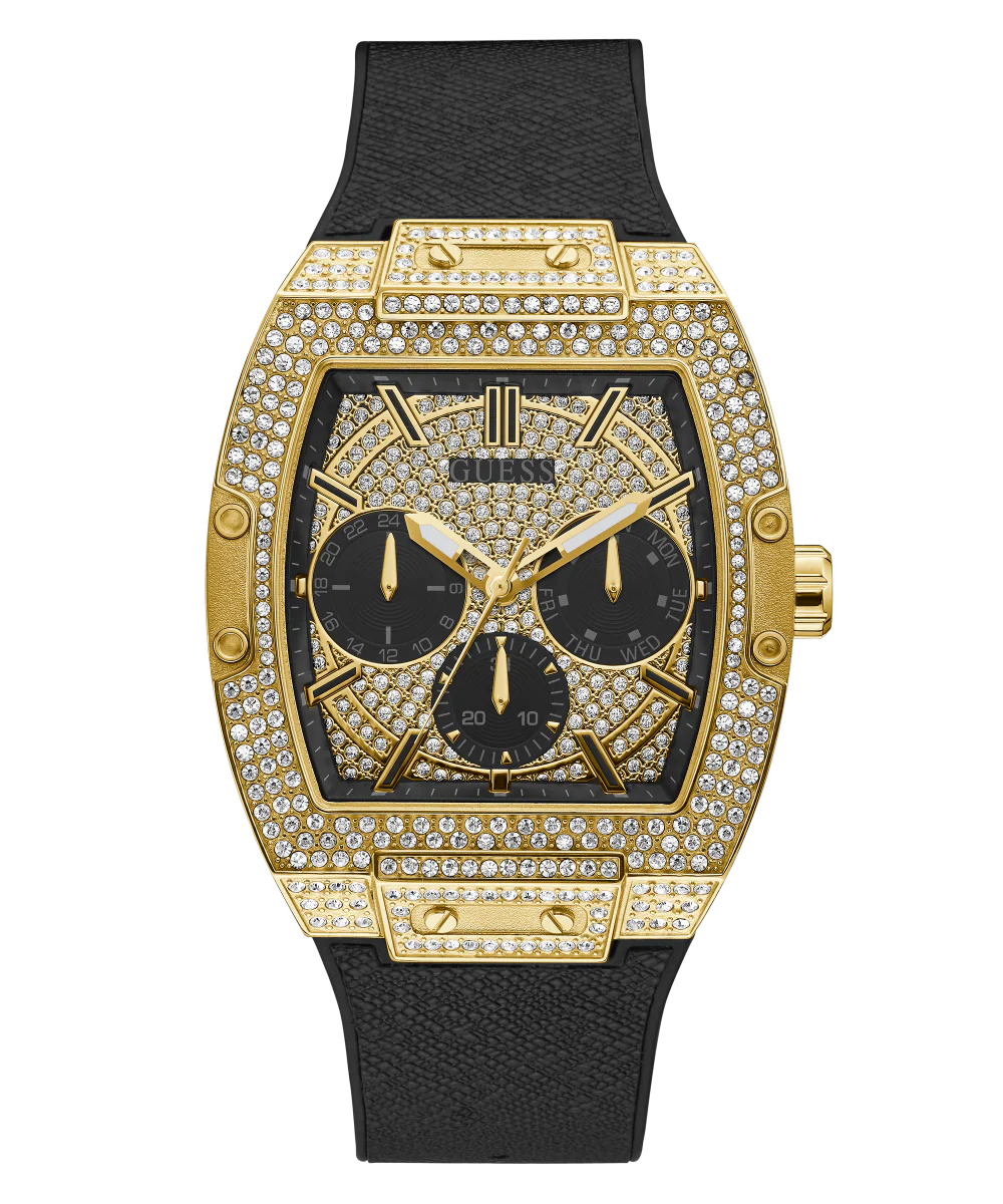 GUESS Mens Black Gold Tone Multi-function Watch - Image 4