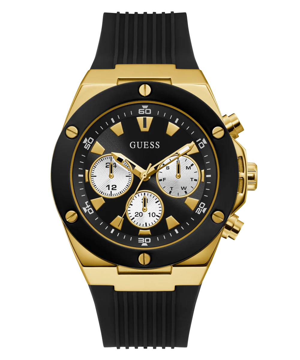 GUESS Mens Black Gold Tone Multi-function Watch - Image 3