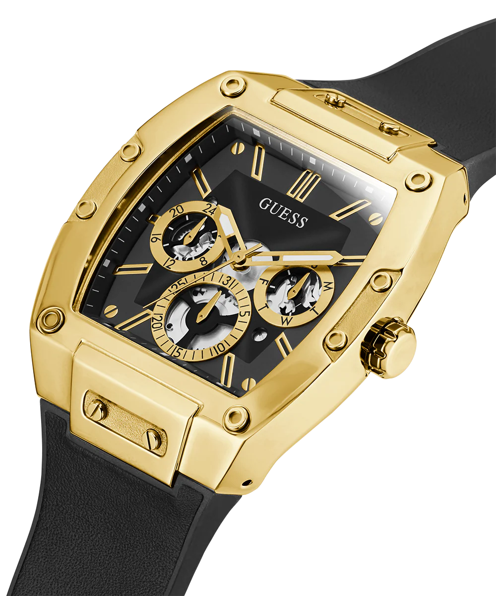 GUESS Mens Black Gold Tone Multi-function Watch - Image 2