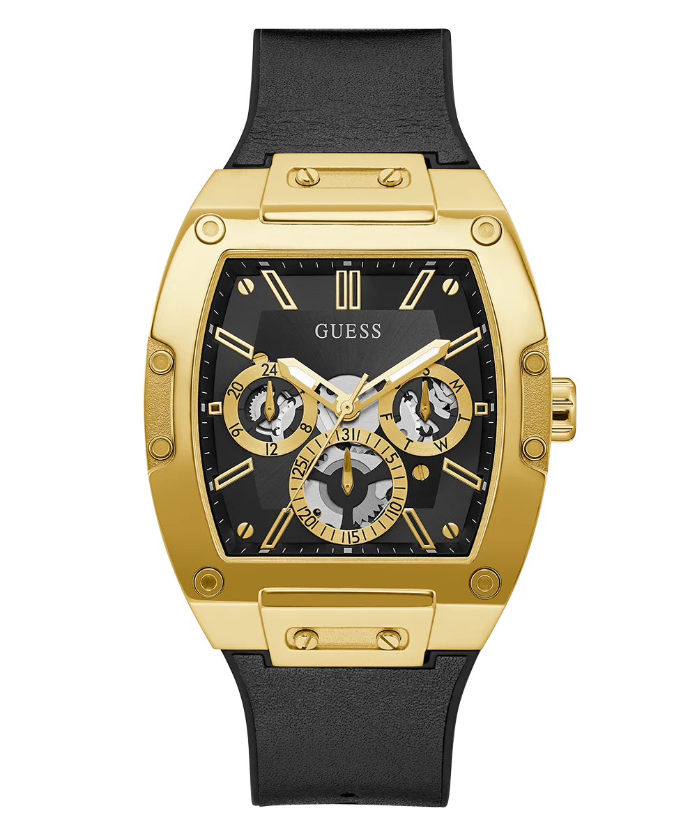 GUESS Mens Black Gold Tone Multi-function Watch - Image 4