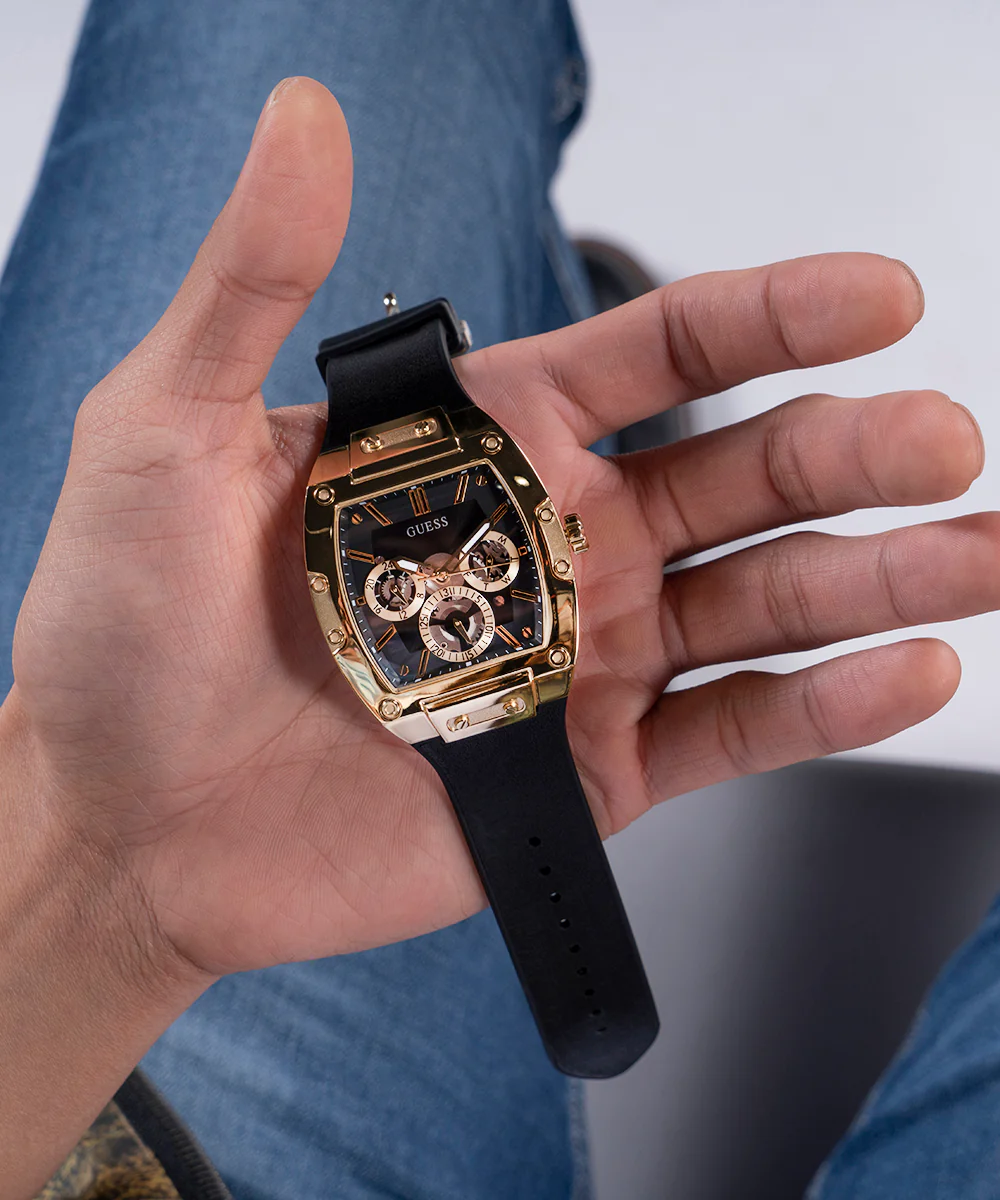 GUESS Mens Black Gold Tone Multi-function Watch - Image 6