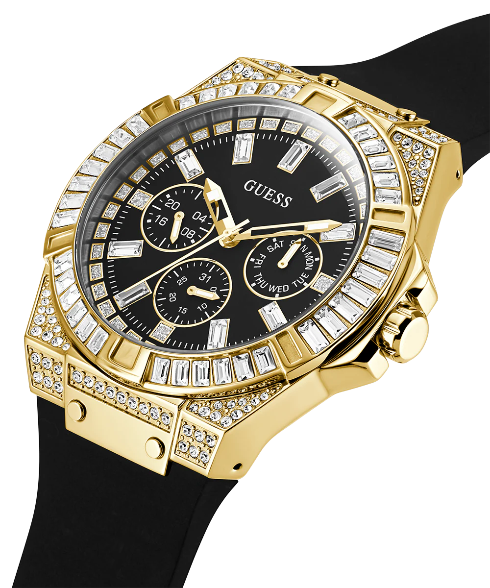 GUESS Mens Black Gold Tone Multi-function Watch - Image 2