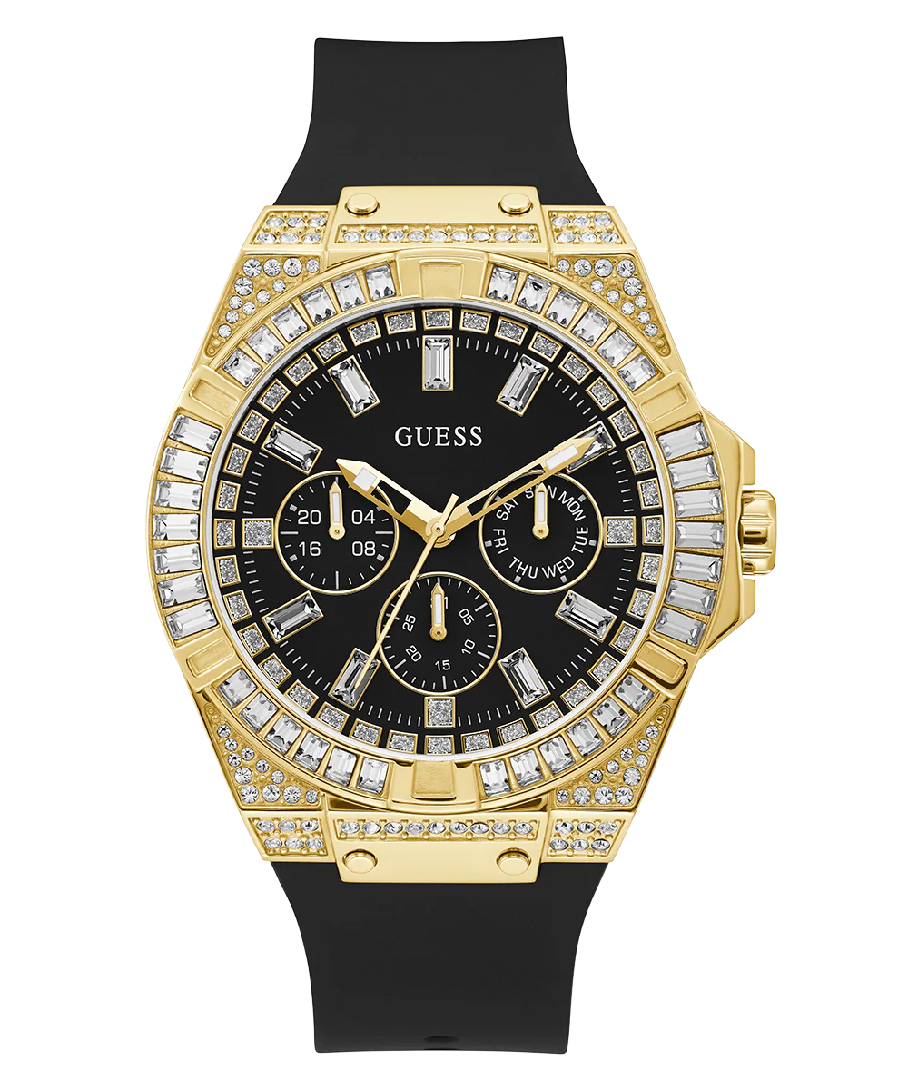 GUESS Mens Black Gold Tone Multi-function Watch - Image 3