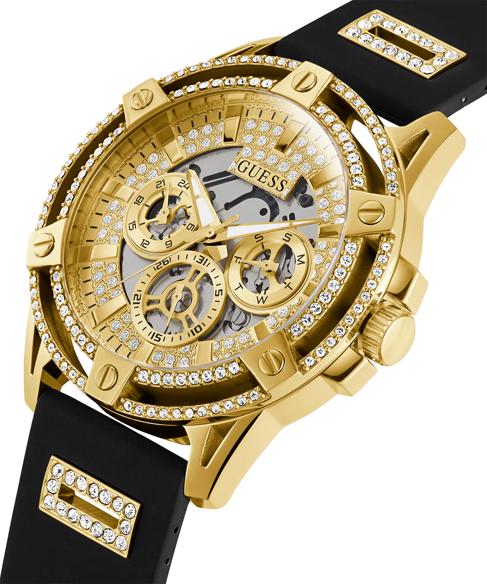 GUESS Mens Black Gold Tone Multi-function Watch - Image 2