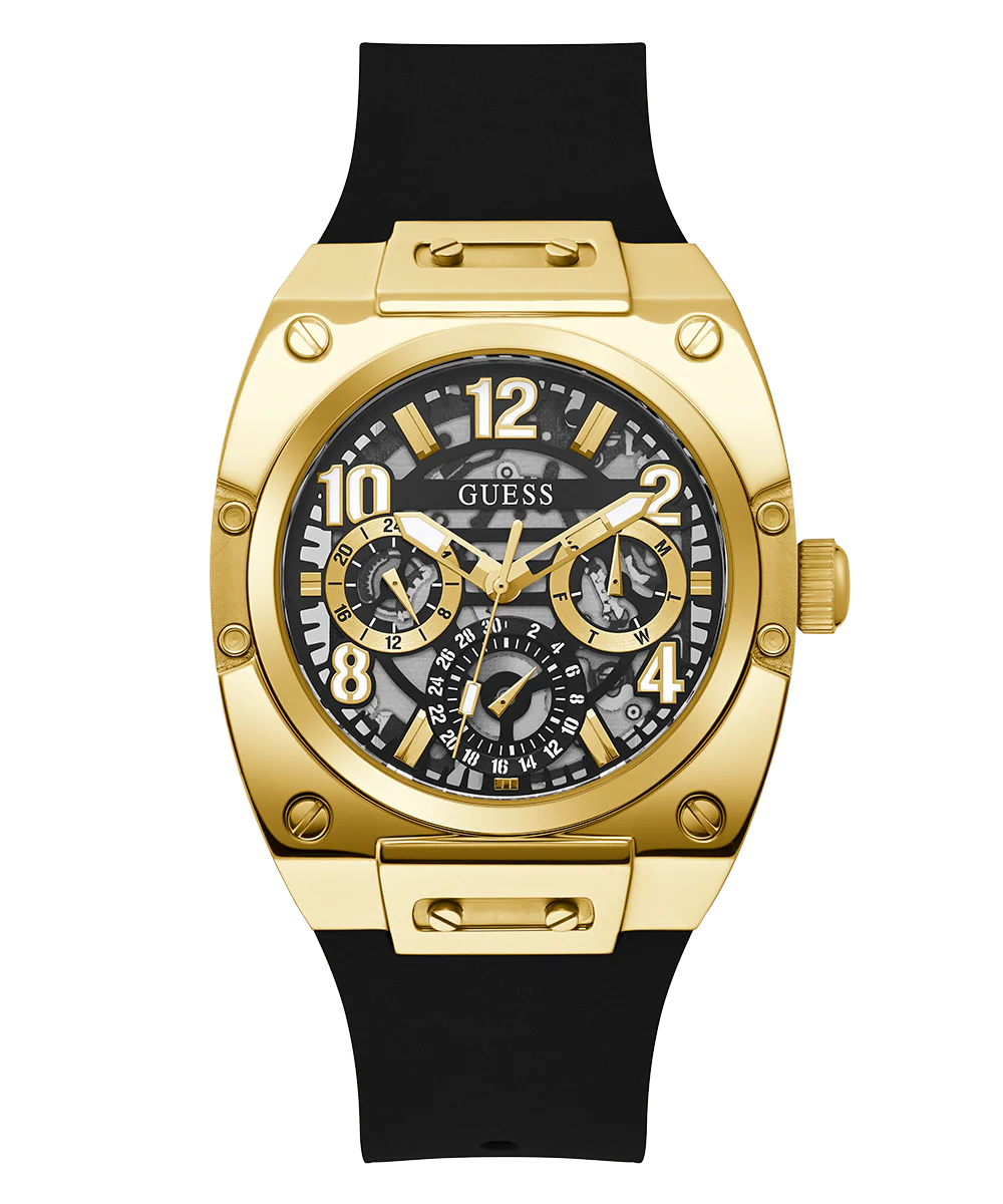 GUESS Mens Black Gold Tone Multi-function Watch - Image 3