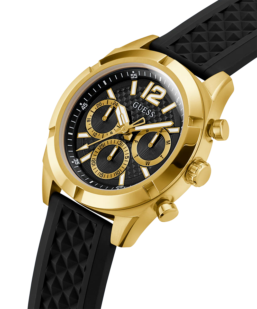 GUESS Mens Black Gold Tone Multi-function Watch - Image 2