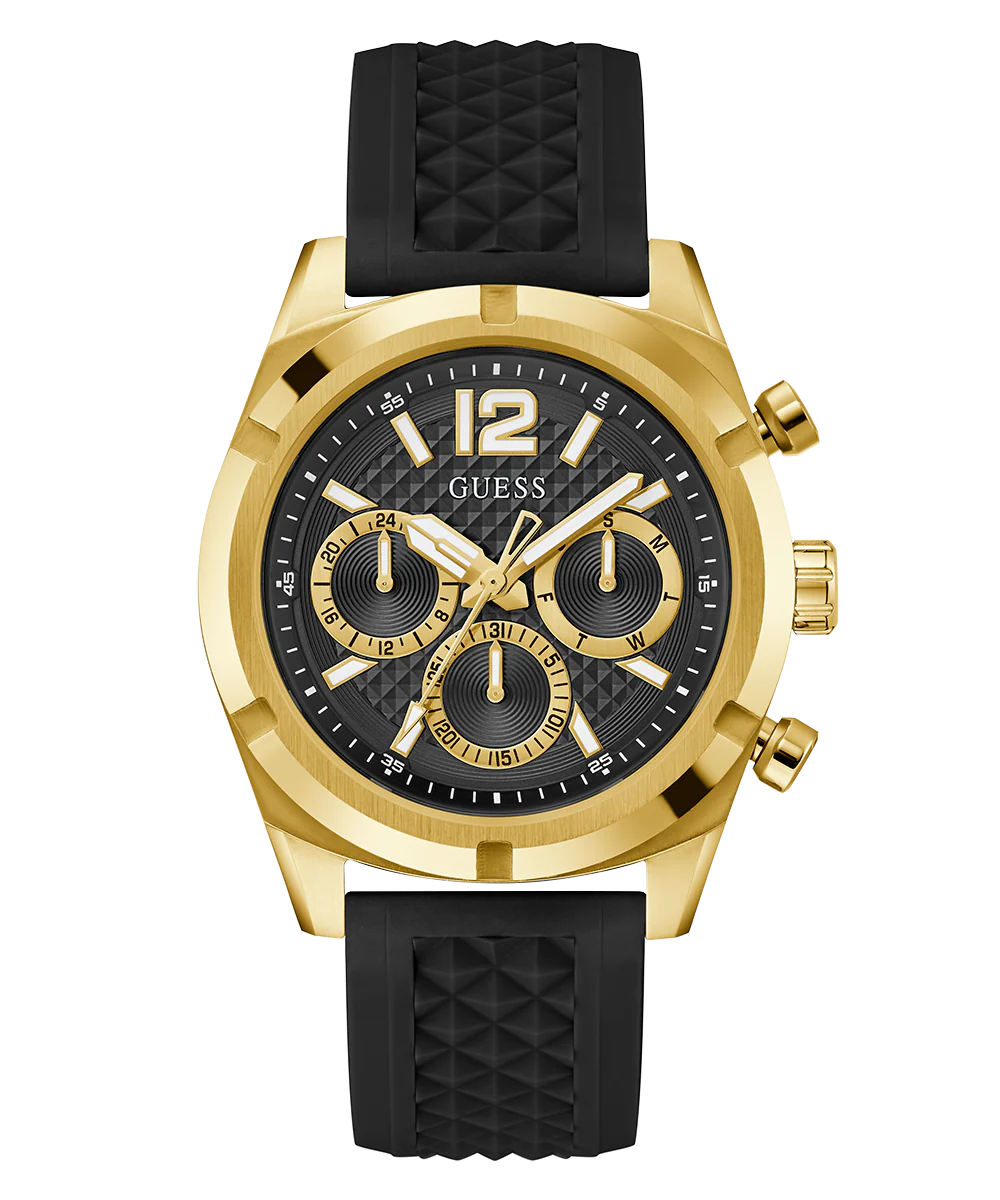 GUESS Mens Black Gold Tone Multi-function Watch - Image 5